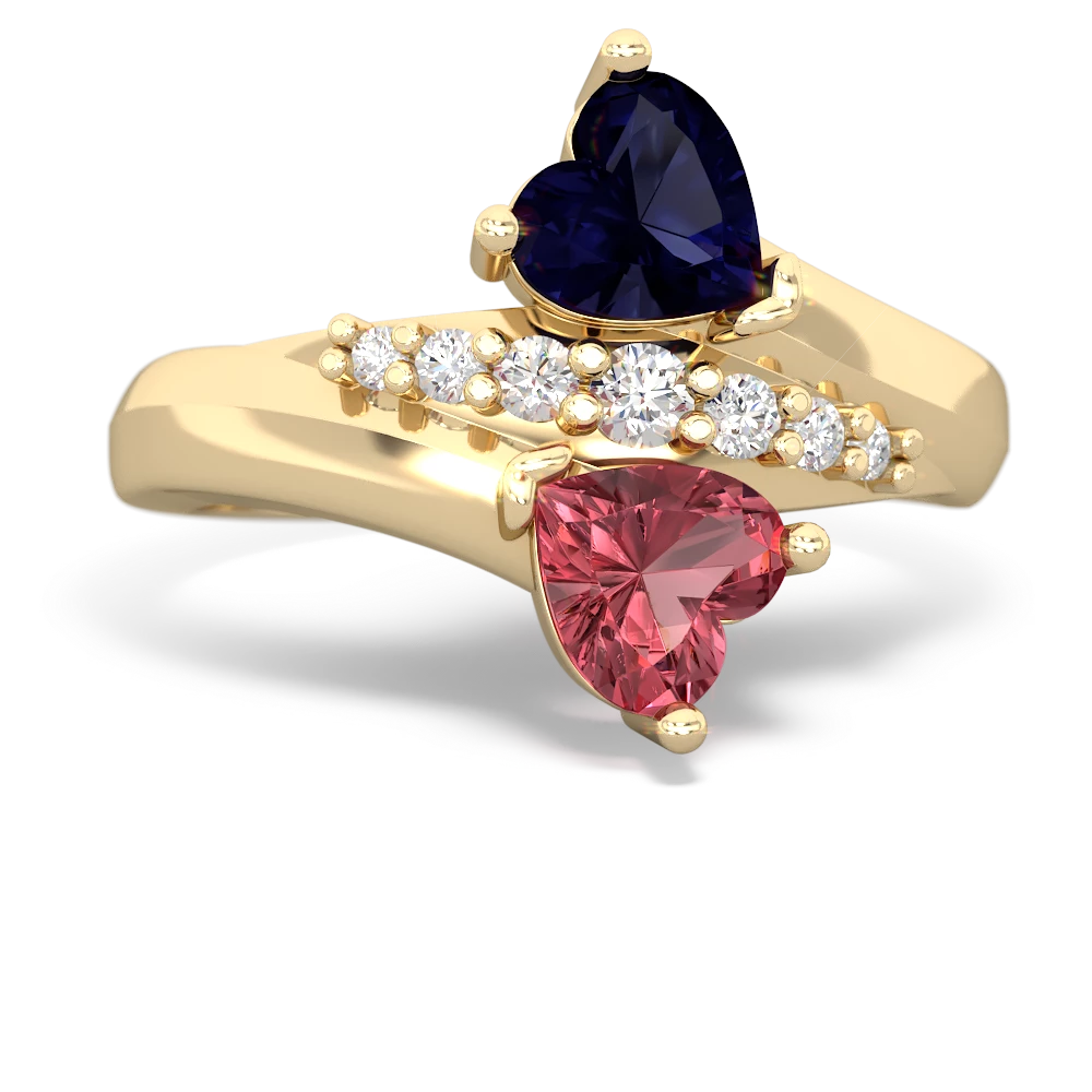 Sapphire Heart To Heart 14K Yellow Gold ring R2064