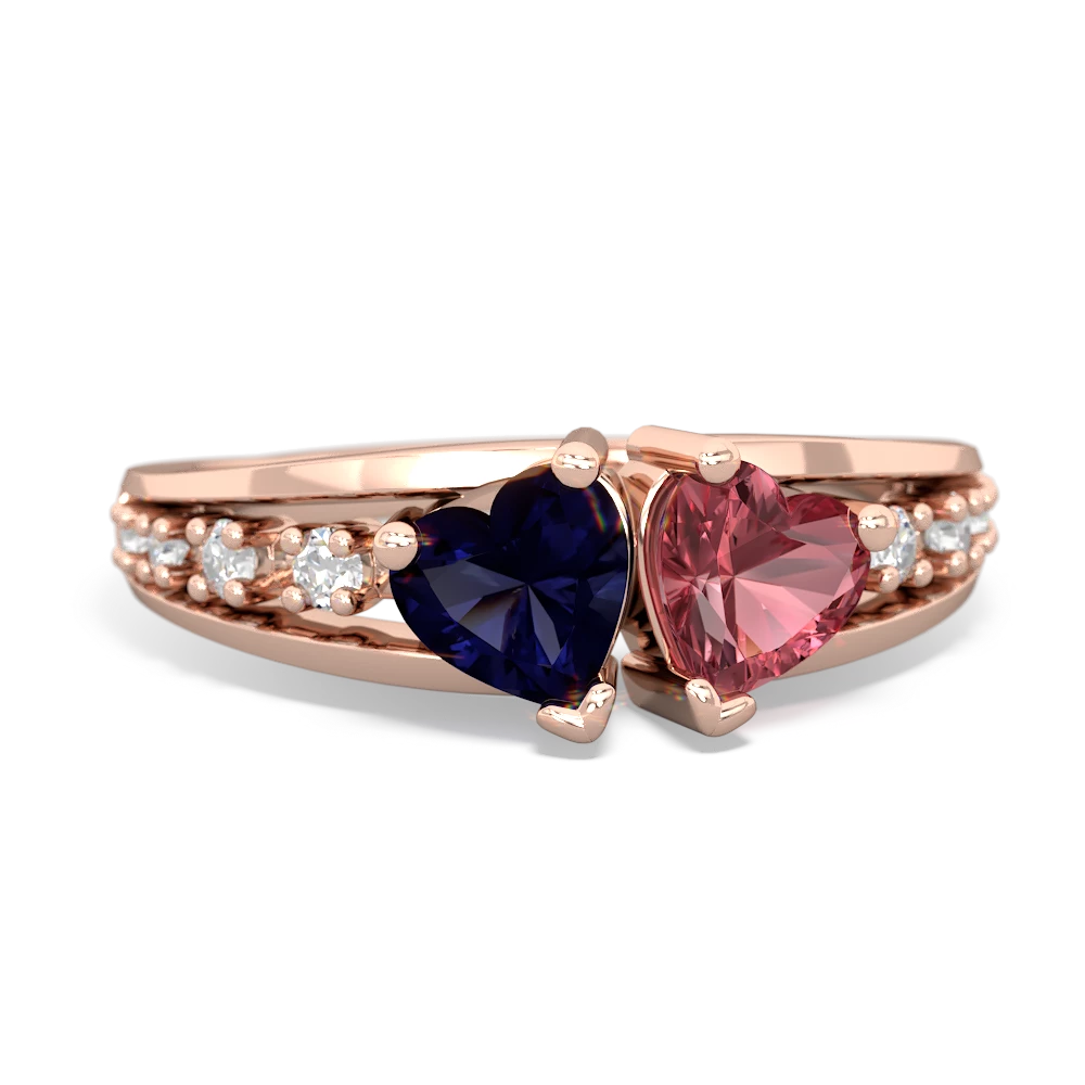 Sapphire Heart To Heart 14K Rose Gold ring R3342