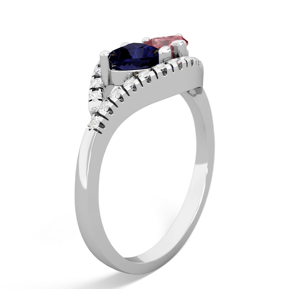 Sapphire Mother And Child 14K White Gold ring R3010