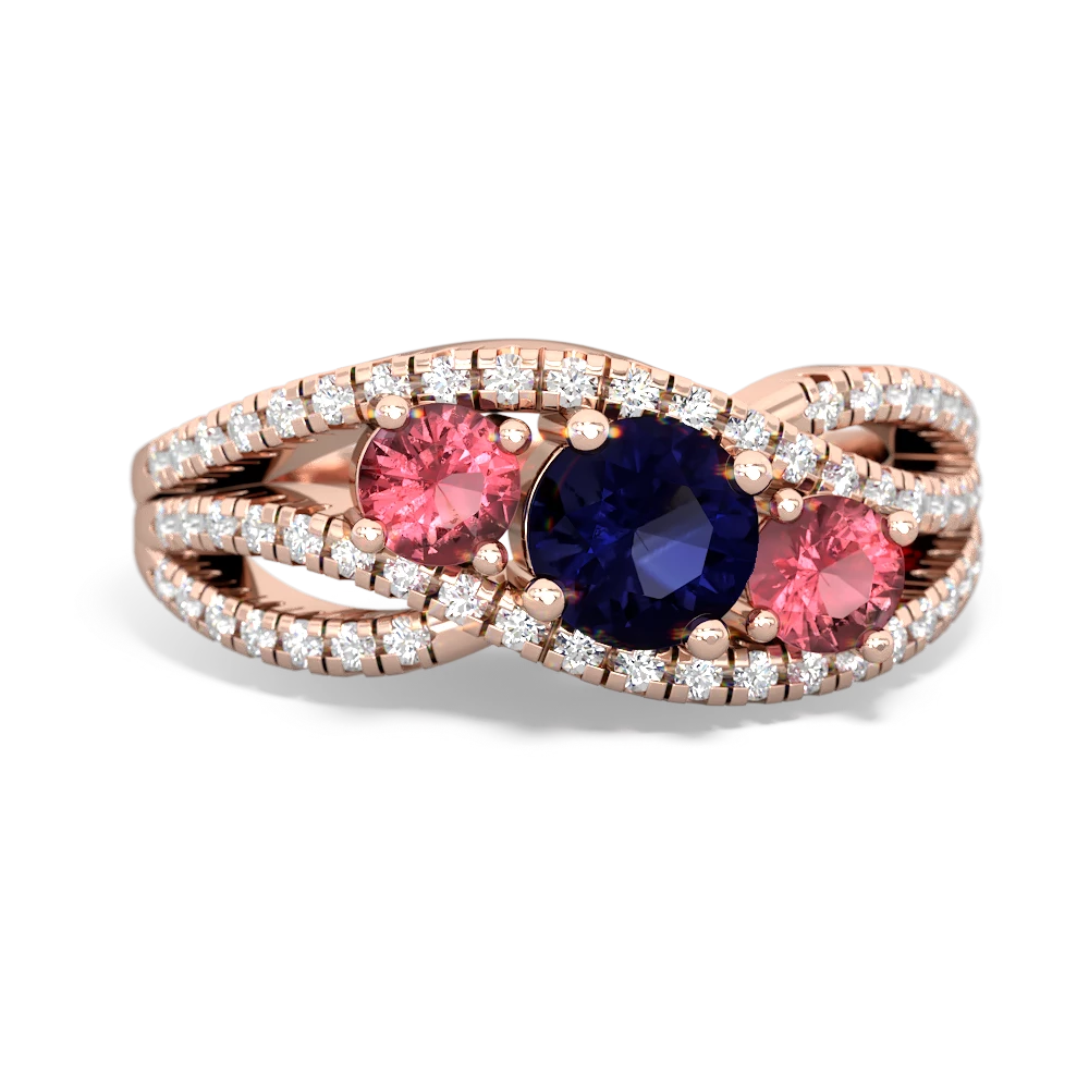 Sapphire Three Stone Aurora 14K Rose Gold ring R3080