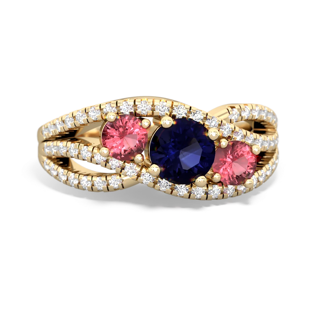 Sapphire Three Stone Aurora 14K Yellow Gold ring R3080