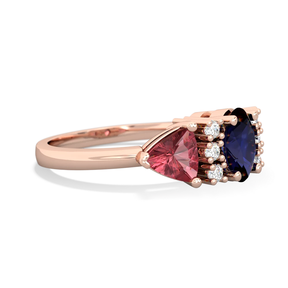 Sapphire Antique Style Three Stone 14K Rose Gold ring R2186