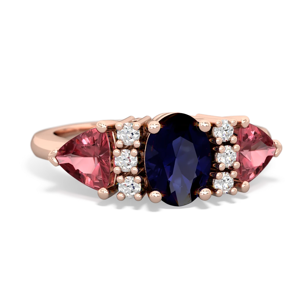 Sapphire Antique Style Three Stone 14K Rose Gold ring R2186