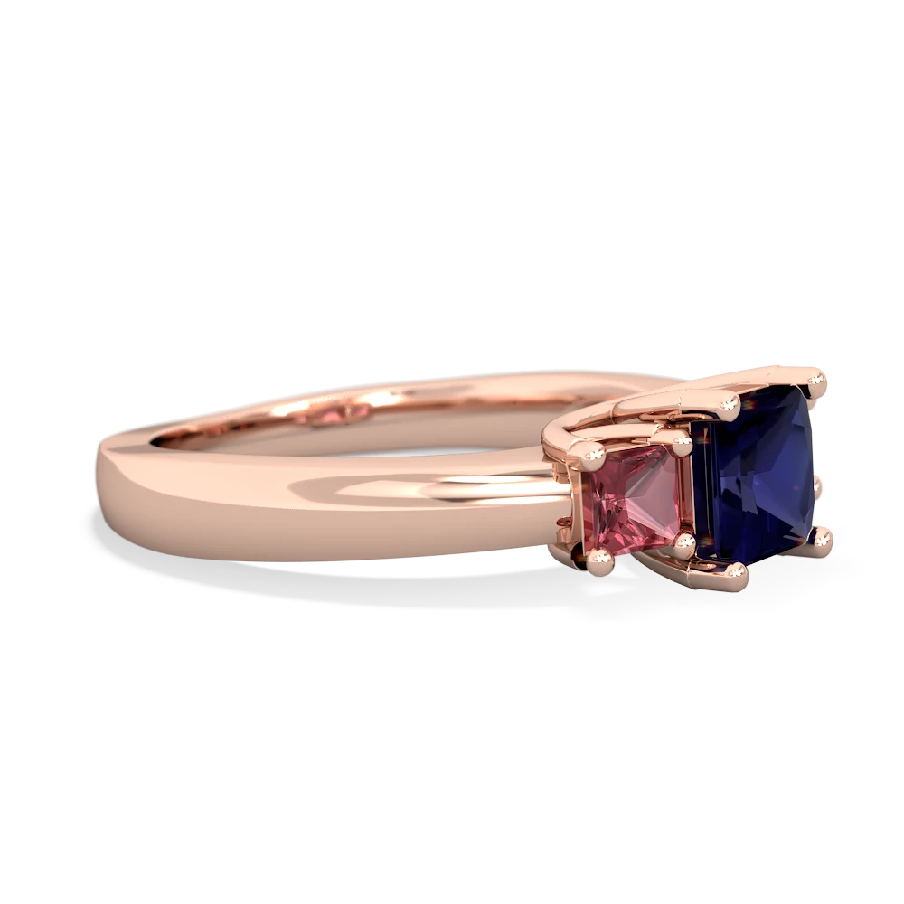 Sapphire Three Stone Trellis 14K Rose Gold ring R4015