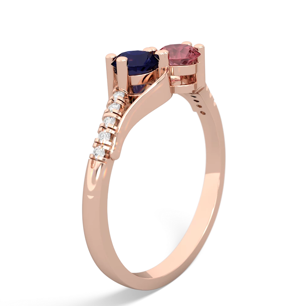 Sapphire Infinity Pave Two Stone 14K Rose Gold ring R5285