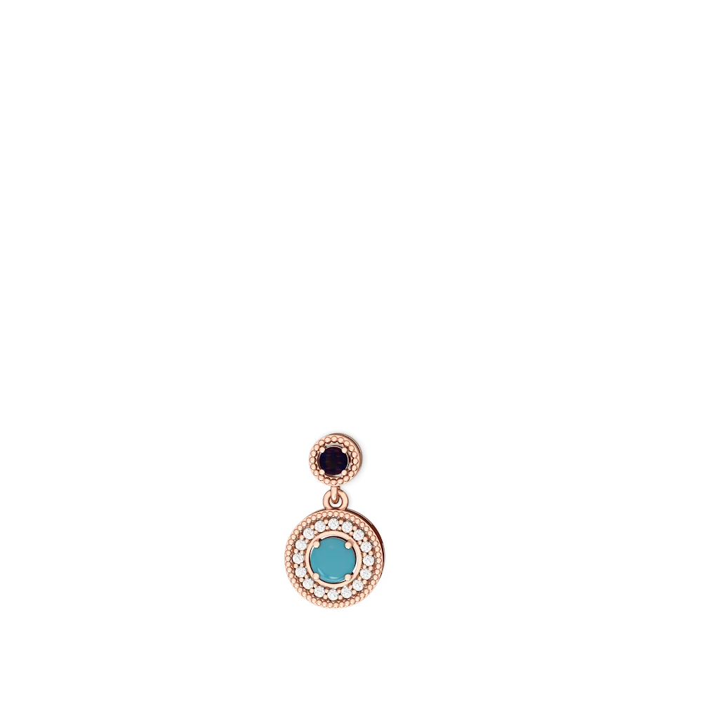 Sapphire Halo Dangle 14K Rose Gold earrings E5319