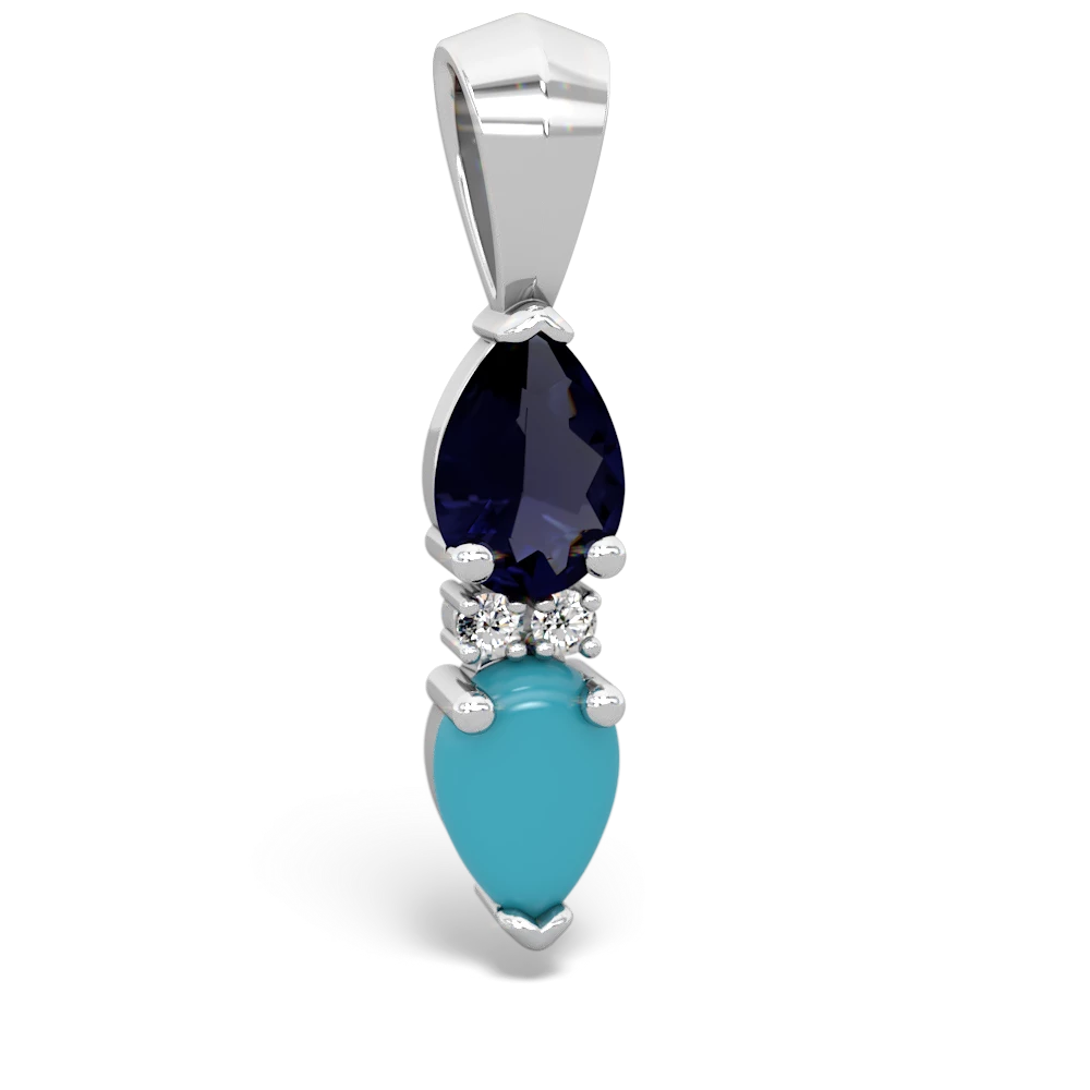 Sapphire Bowtie Drop 14K White Gold pendant P0865