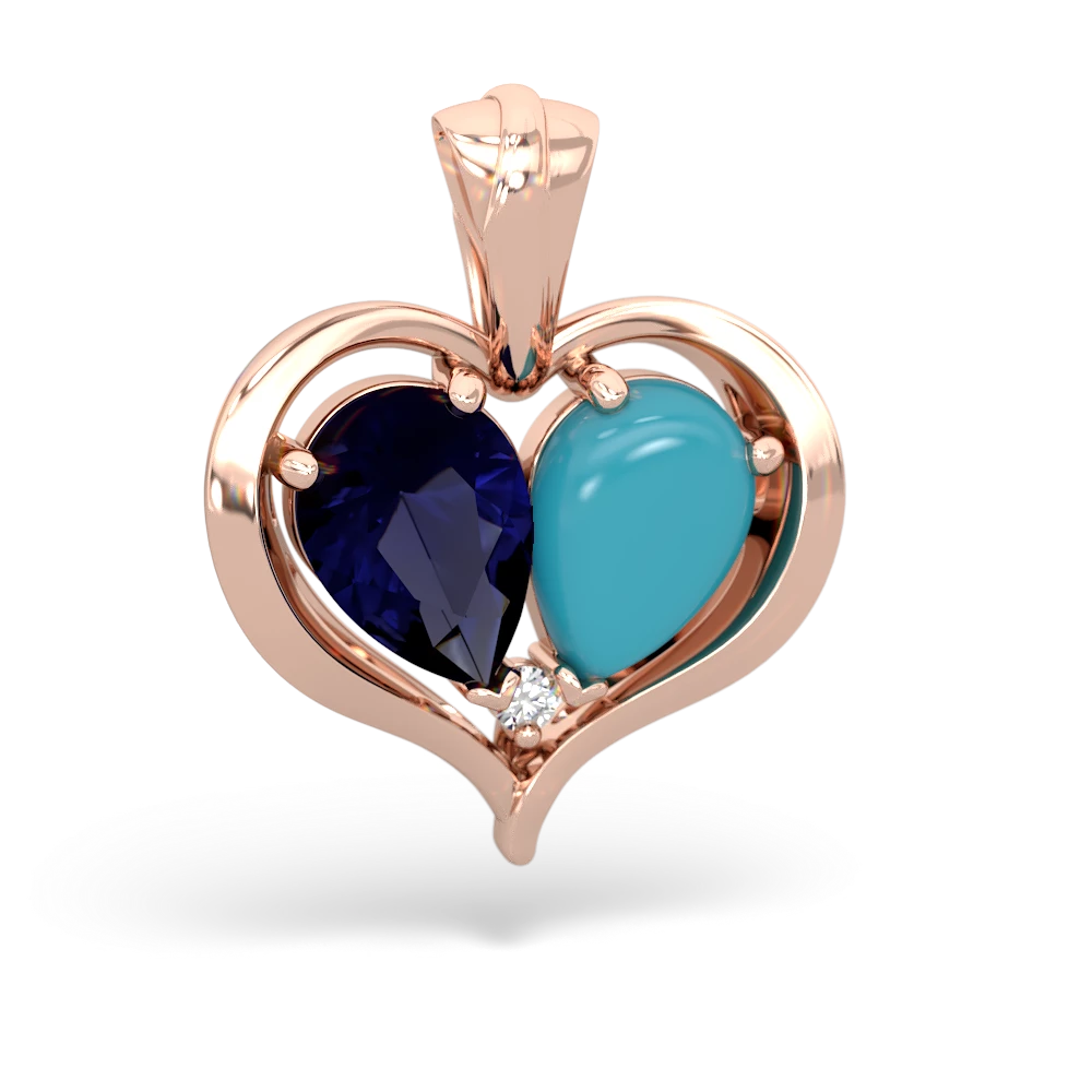 Sapphire Two Become One 14K Rose Gold pendant P5330