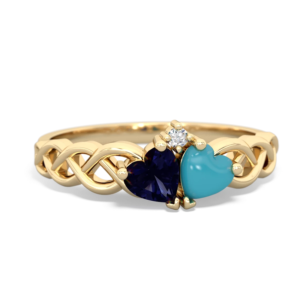 Sapphire Heart To Heart Braid 14K Yellow Gold ring R5870