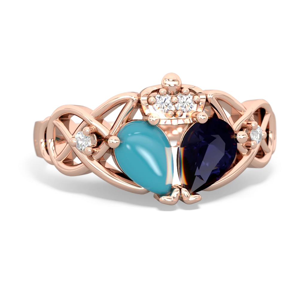 Sapphire 'One Heart' Celtic Knot Claddagh 14K Rose Gold ring R5322