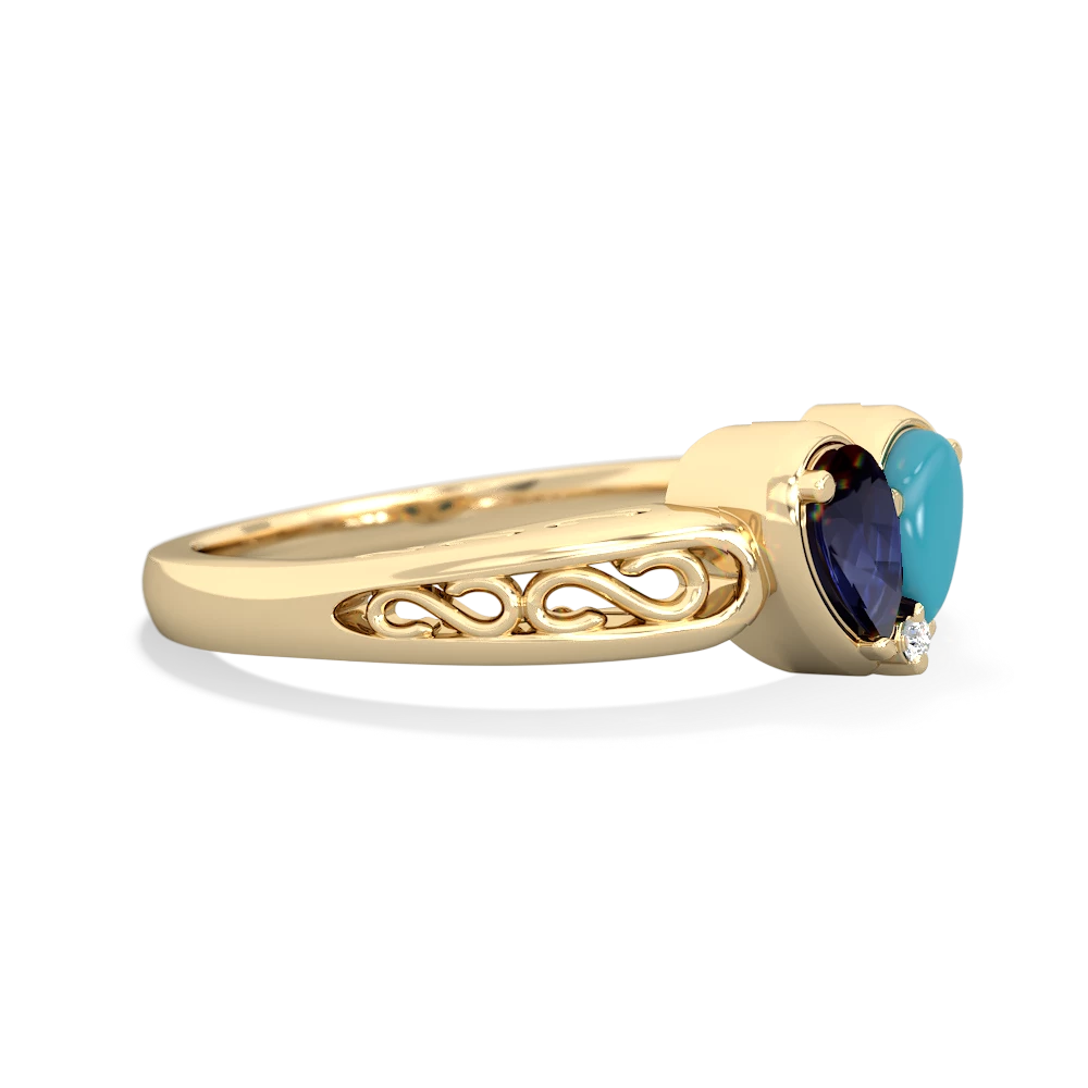 Sapphire Filligree 'One Heart' 14K Yellow Gold ring R5070