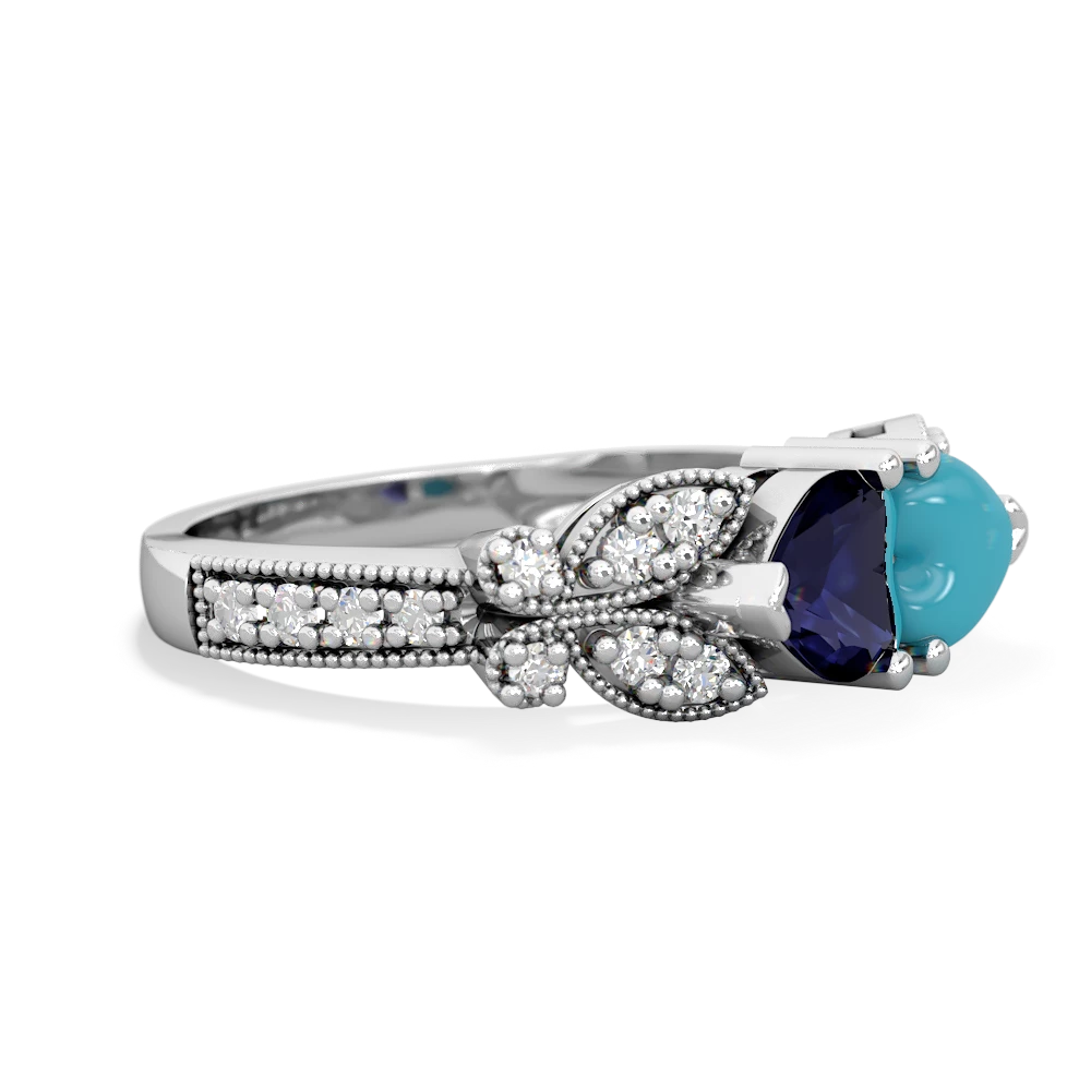 Sapphire Diamond Butterflies 14K White Gold ring R5601