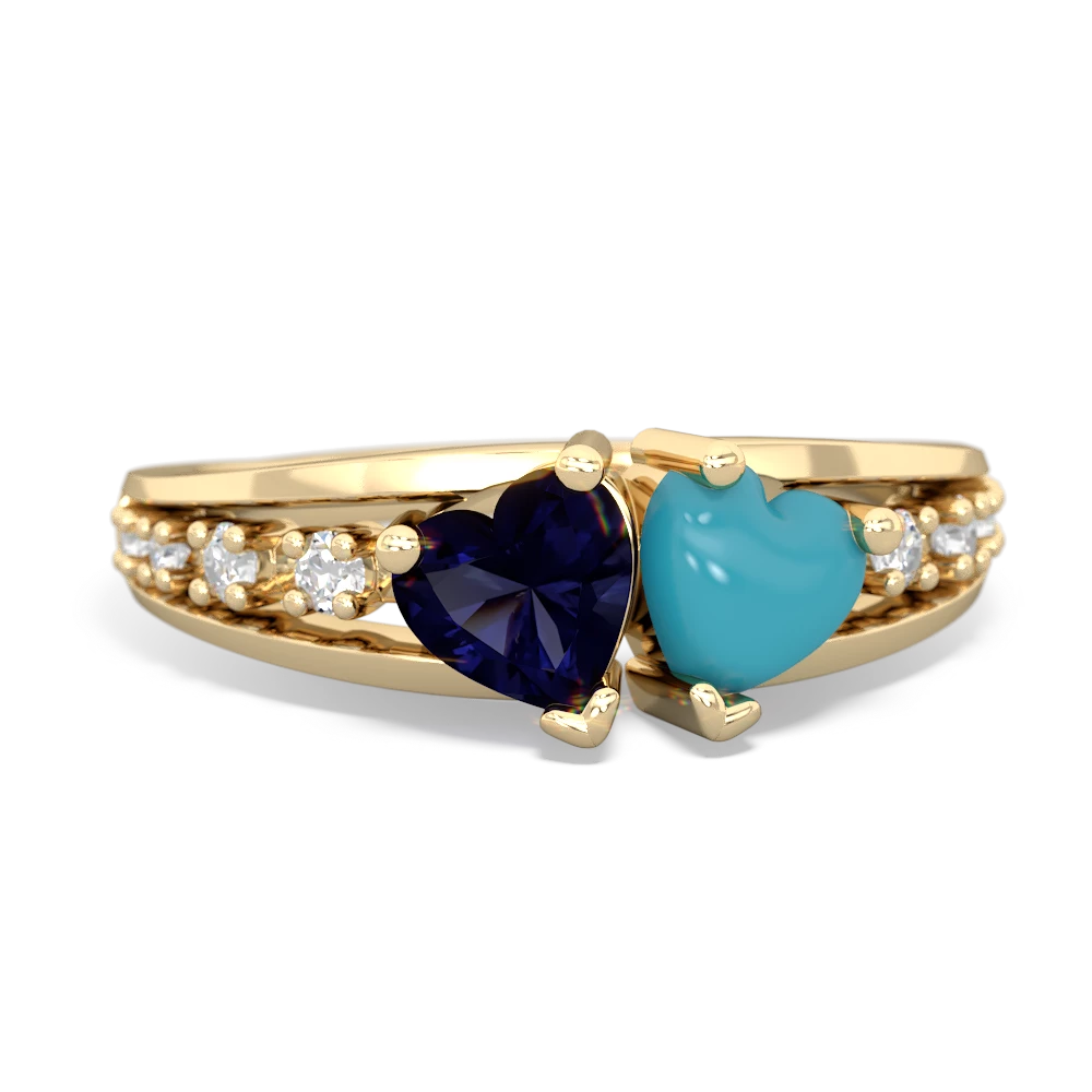 Sapphire Heart To Heart 14K Yellow Gold ring R3342