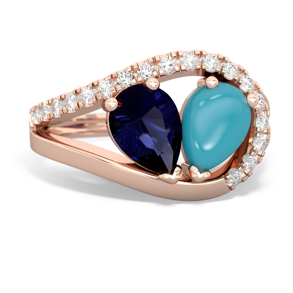 Sapphire Nestled Heart Keepsake 14K Rose Gold ring R5650