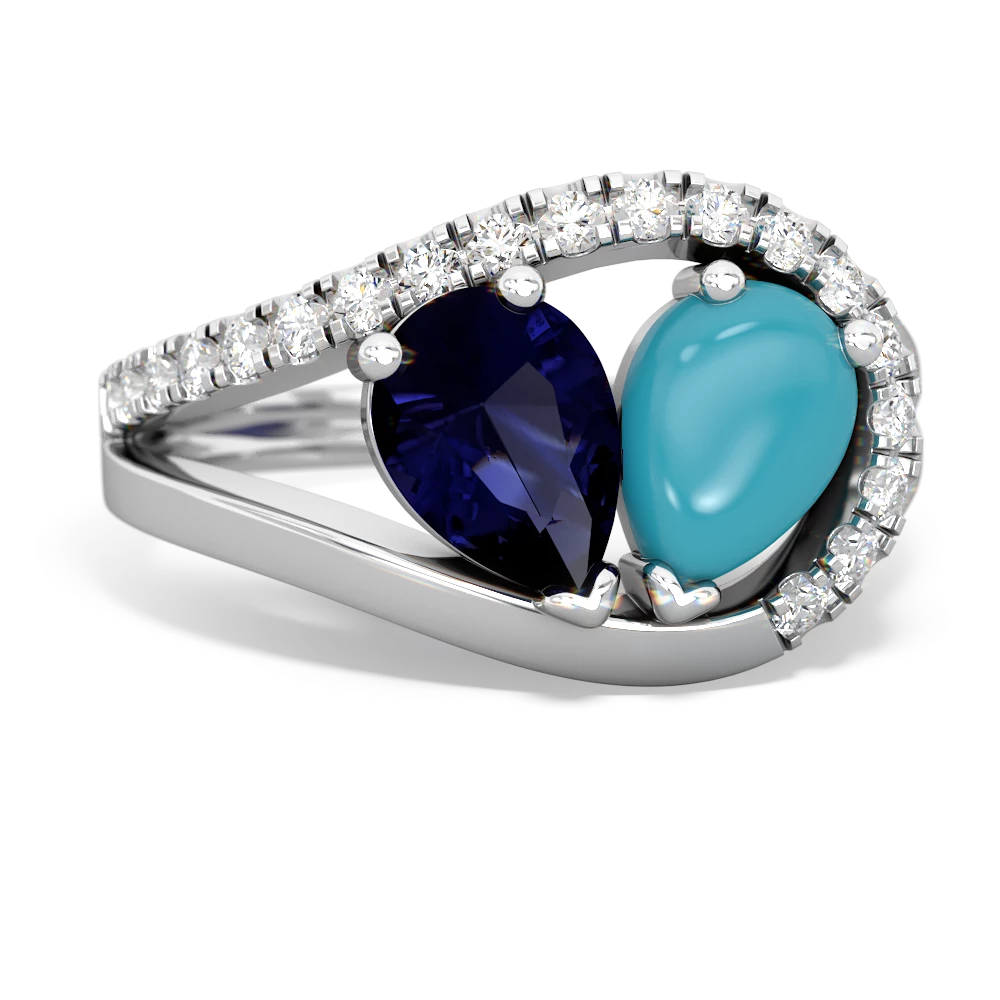 Sapphire Nestled Heart Keepsake 14K White Gold ring R5650