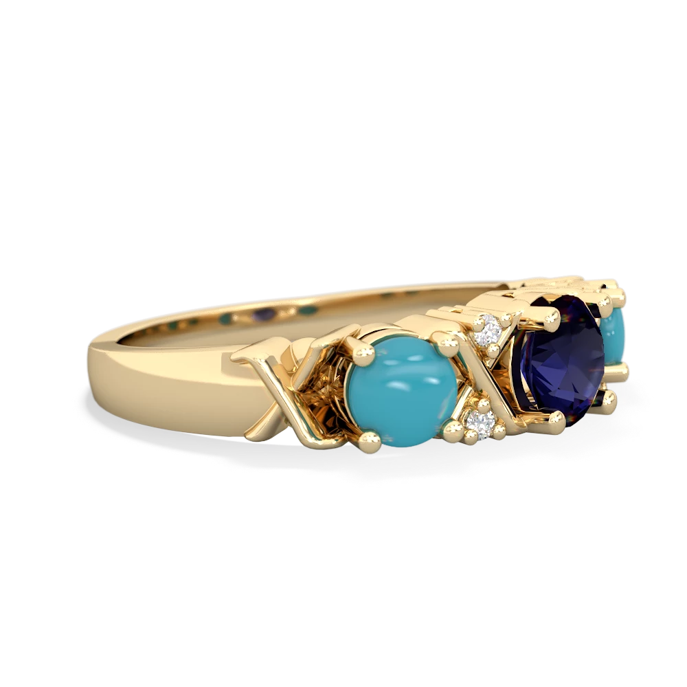 Sapphire Hugs And Kisses 14K Yellow Gold ring R5016