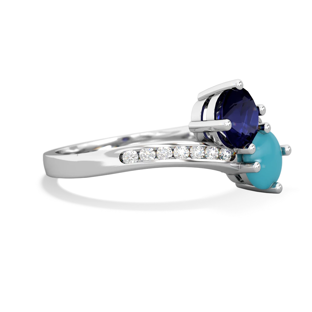 Sapphire Channel Set Two Stone 14K White Gold ring R5303