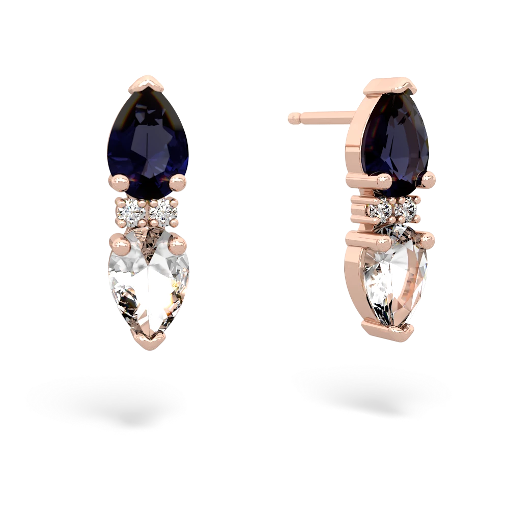 Sapphire Bowtie Drop 14K Rose Gold earrings E0865