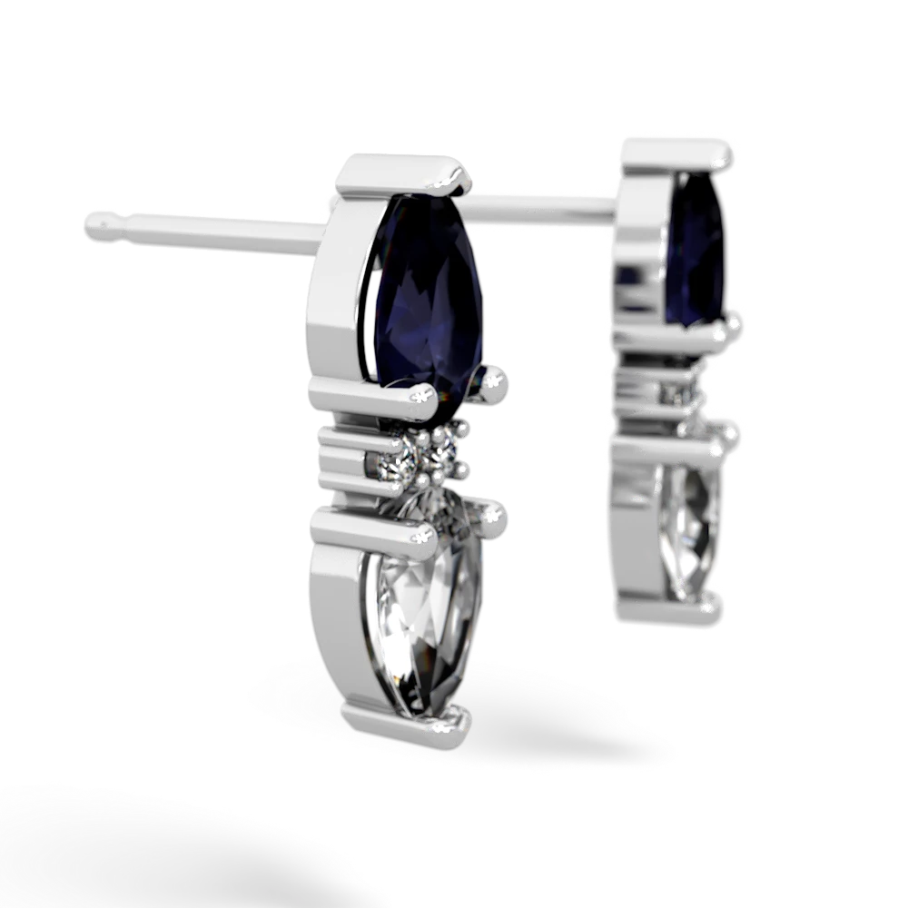 Sapphire Bowtie Drop 14K White Gold earrings E0865