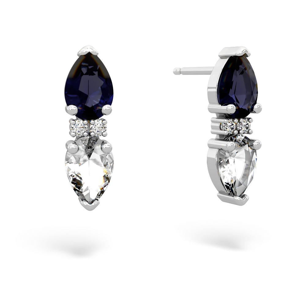 Sapphire Bowtie Drop 14K White Gold earrings E0865