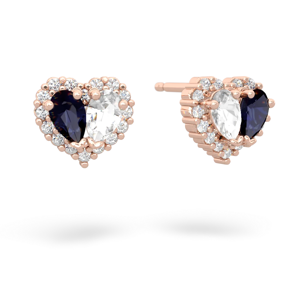 Sapphire Halo 14K Rose Gold earrings E7008