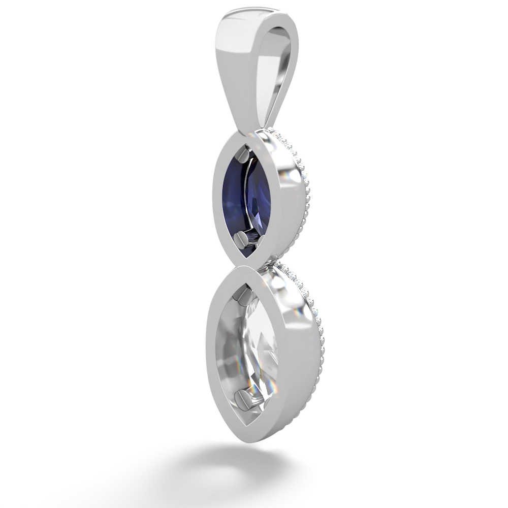 Sapphire Antique-Style Halo 14K White Gold pendant P5700