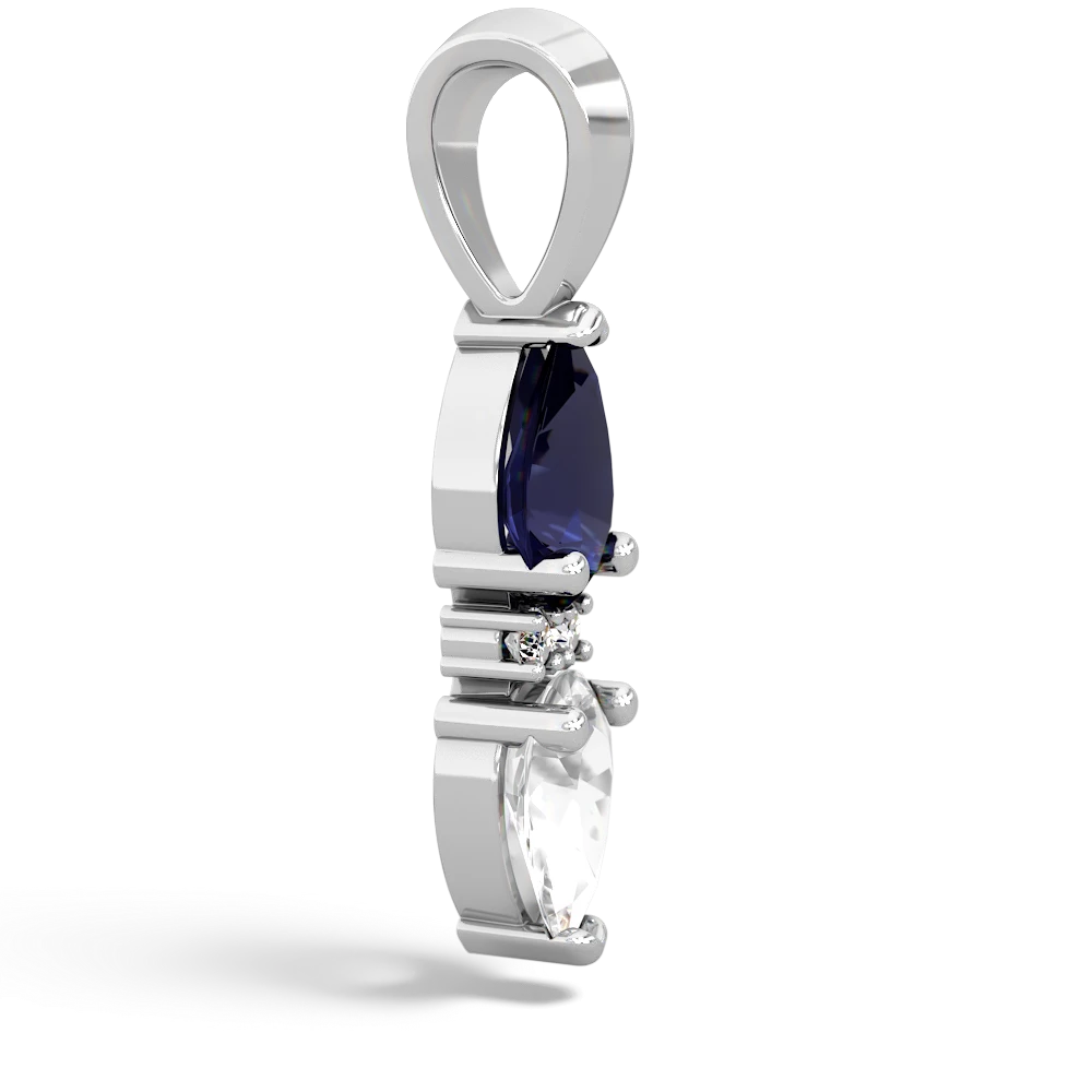 Sapphire Bowtie Drop 14K White Gold pendant P0865