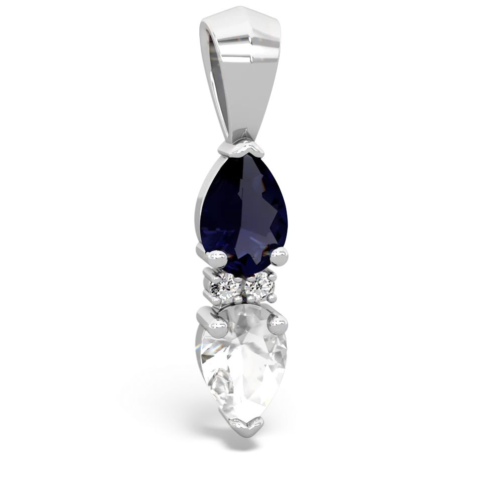 Sapphire Bowtie Drop 14K White Gold pendant P0865