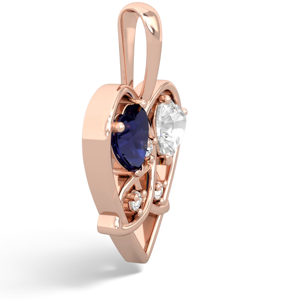 Sapphire Celtic Trinity Heart 14K Rose Gold pendant P5331