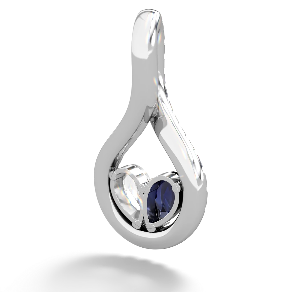 Sapphire Pave Twist 'One Heart' 14K White Gold pendant P5360