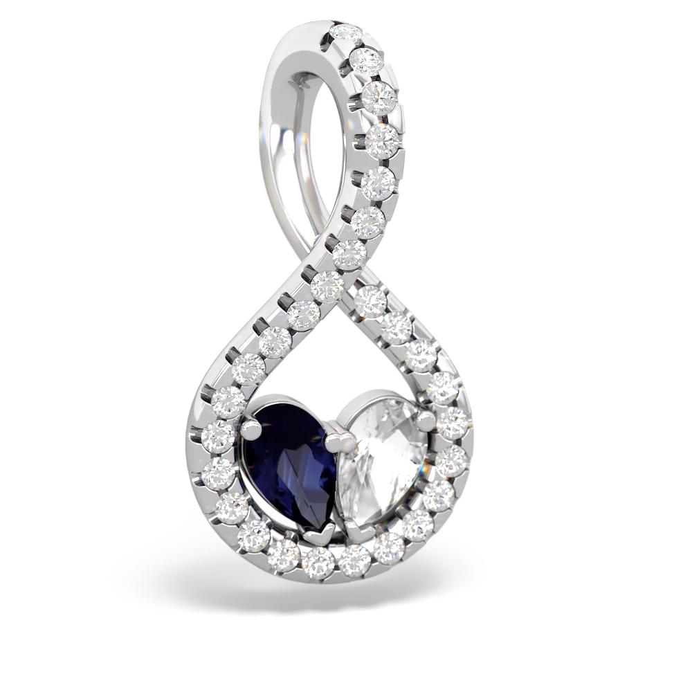 Sapphire Pave Twist 'One Heart' 14K White Gold pendant P5360