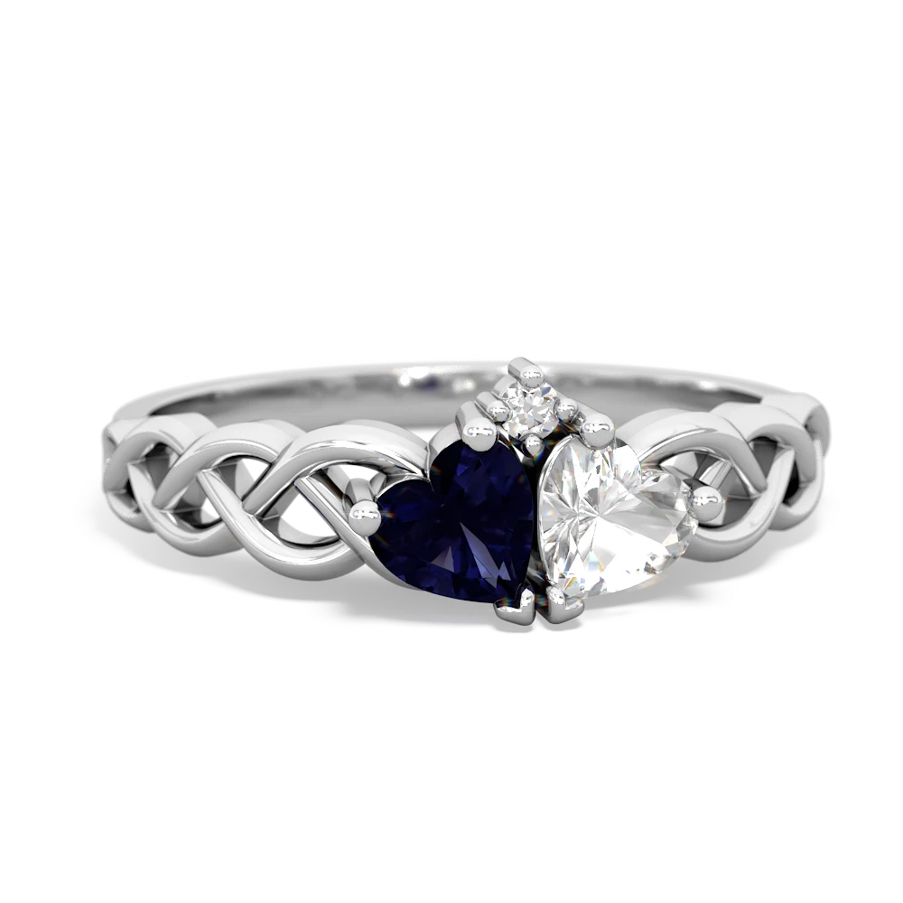 Sapphire Heart To Heart Braid 14K White Gold ring R5870