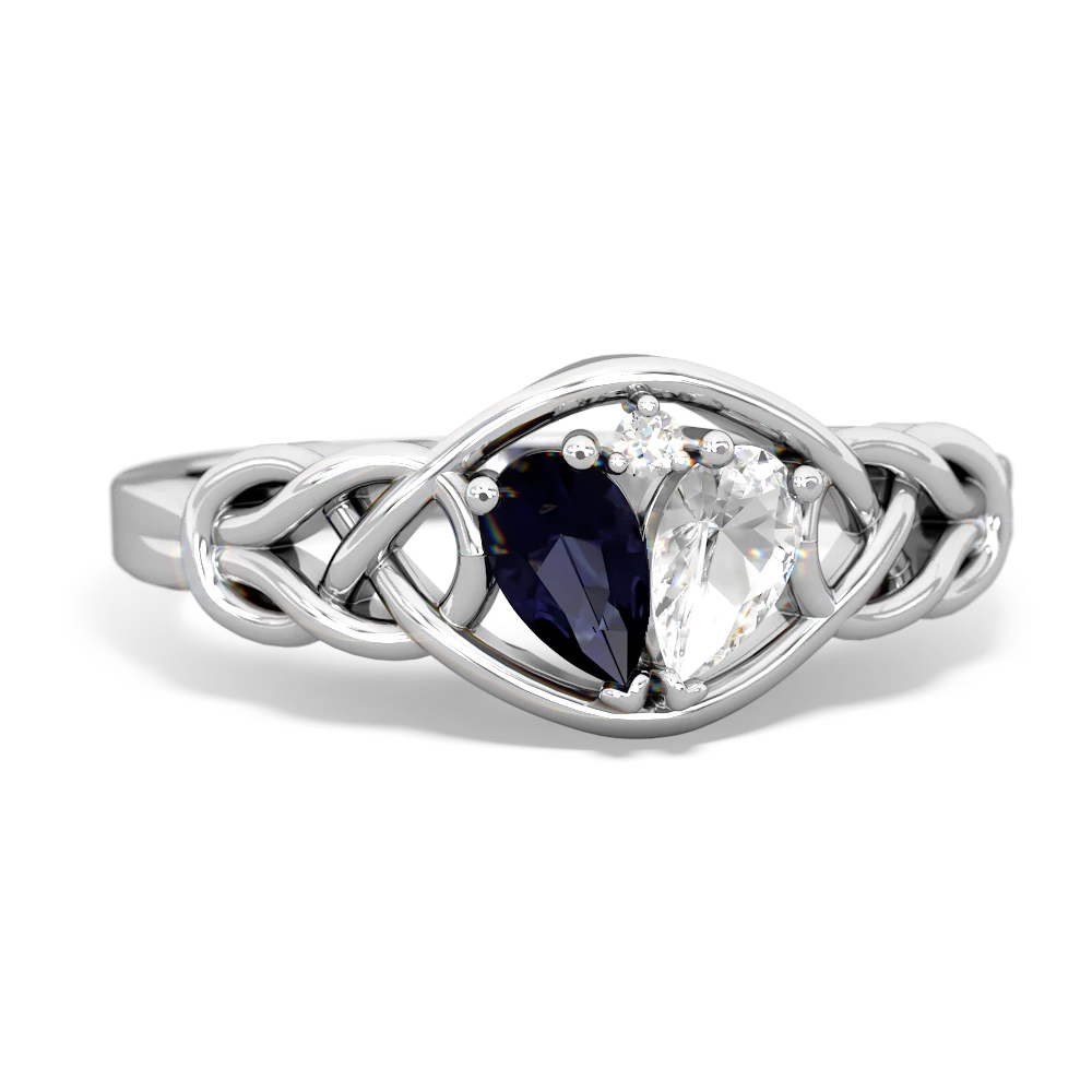 Sapphire Celtic Love Knot 14K White Gold ring R5420