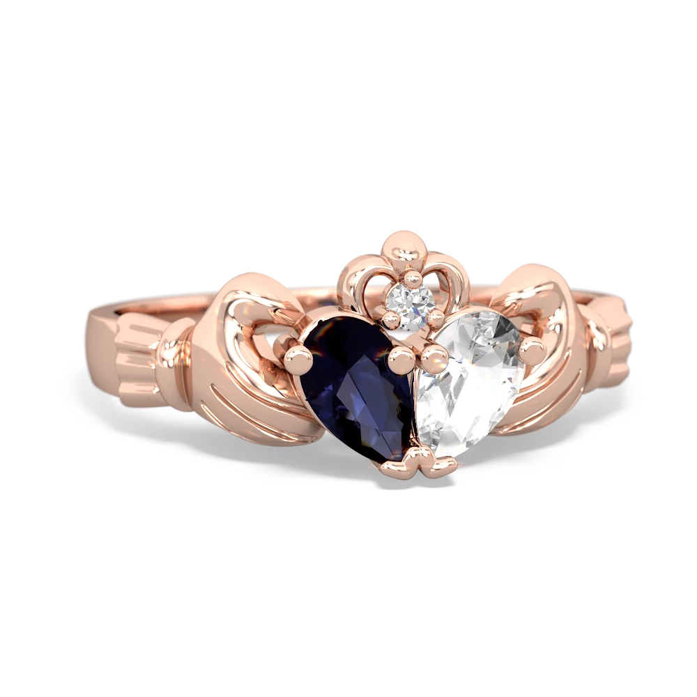 Sapphire 'Our Heart' Claddagh 14K Rose Gold ring R2388