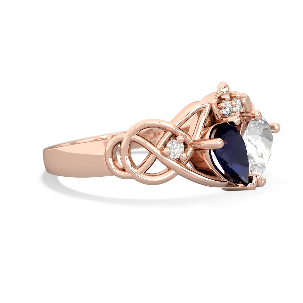 Sapphire 'One Heart' Celtic Knot Claddagh 14K Rose Gold ring R5322