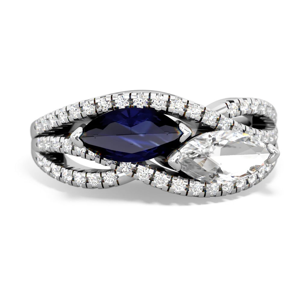 Sapphire Diamond Rivers 14K White Gold ring R3070