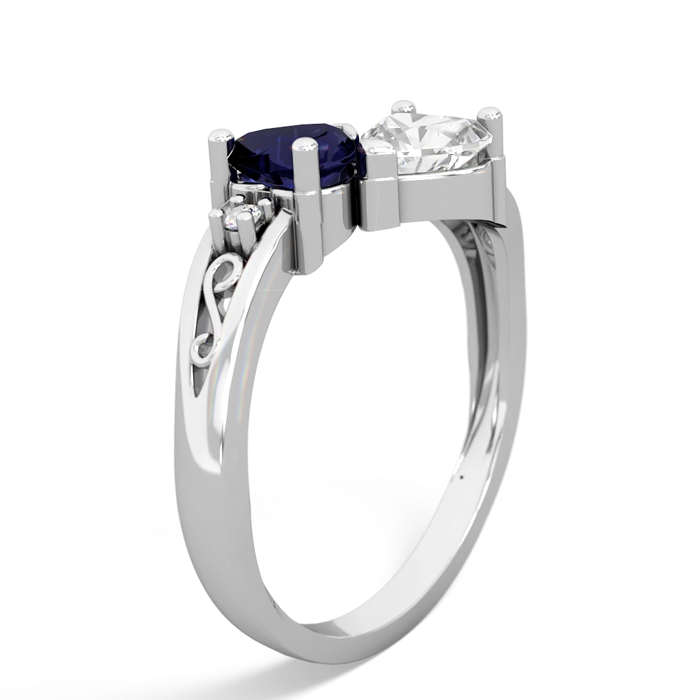 Sapphire Snuggling Hearts 14K White Gold ring R2178