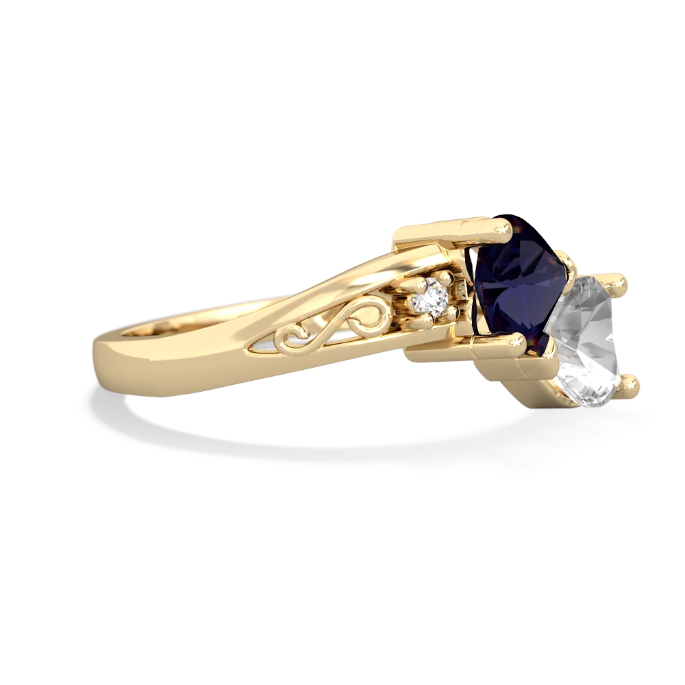 Sapphire Snuggling Hearts 14K Yellow Gold ring R2178