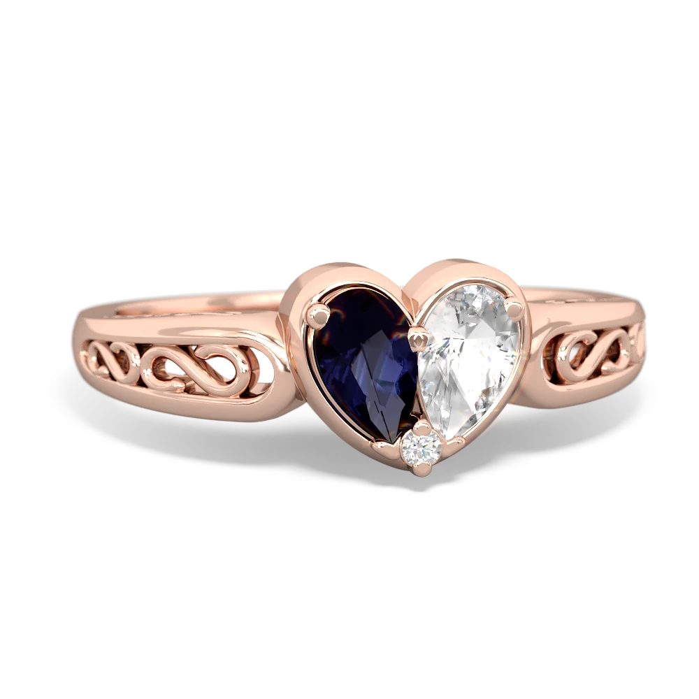 Sapphire Filligree 'One Heart' 14K Rose Gold ring R5070