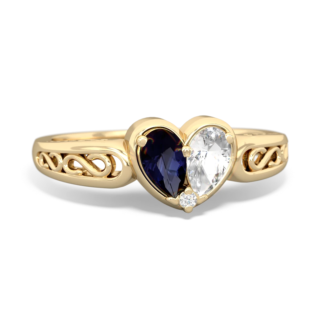 Sapphire Filligree 'One Heart' 14K Yellow Gold ring R5070