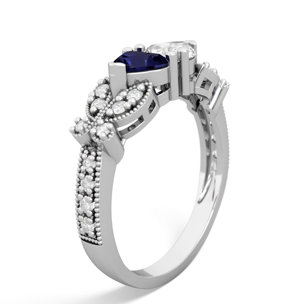 Sapphire Diamond Butterflies 14K White Gold ring R5601