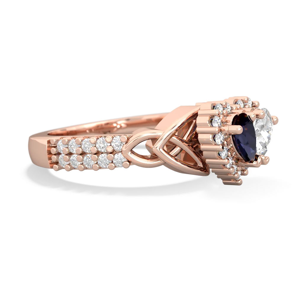 Sapphire Celtic Knot Two Hearts As One 14K Rose Gold ring R2644HRT