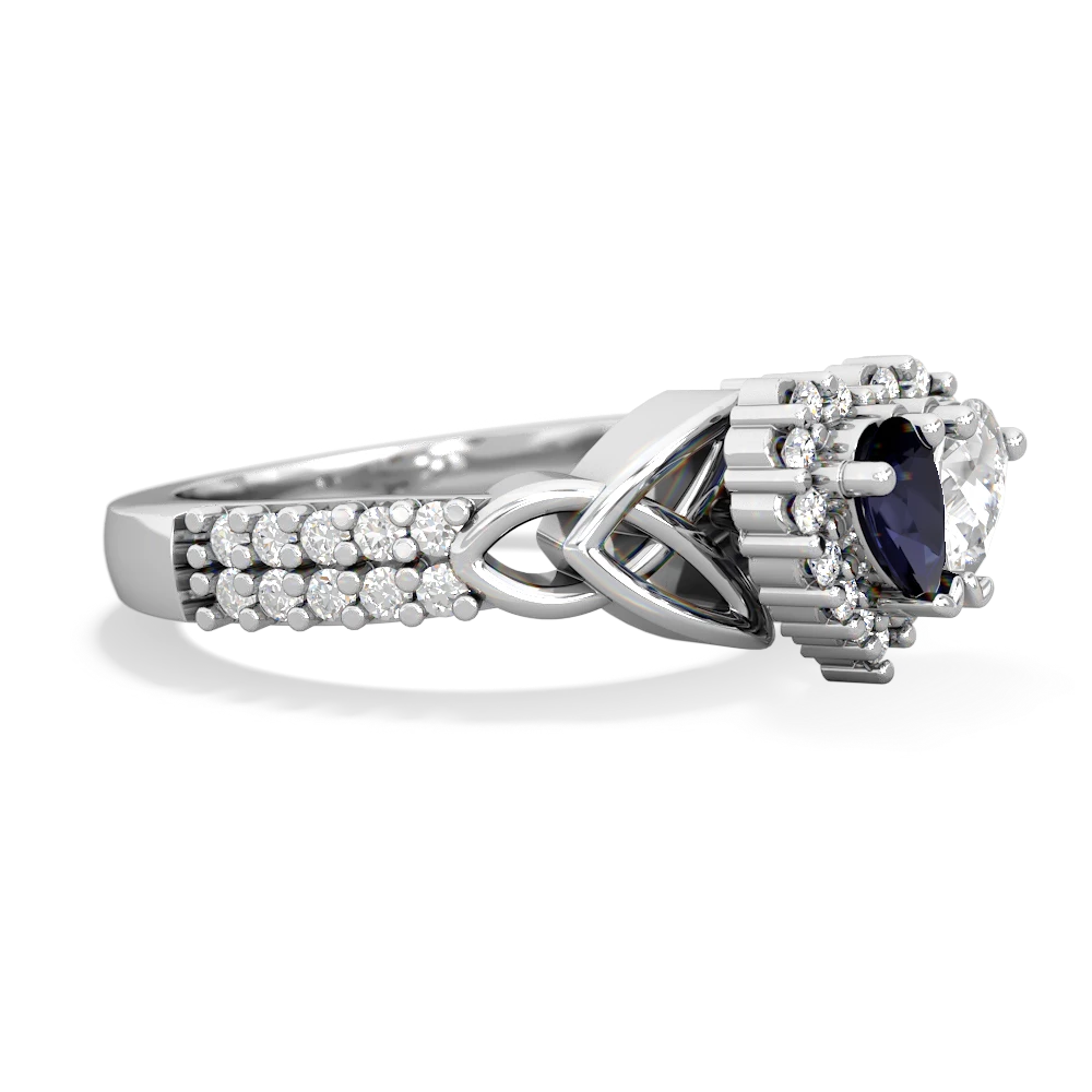 Sapphire Celtic Knot Two Hearts As One 14K White Gold ring R2644HRT