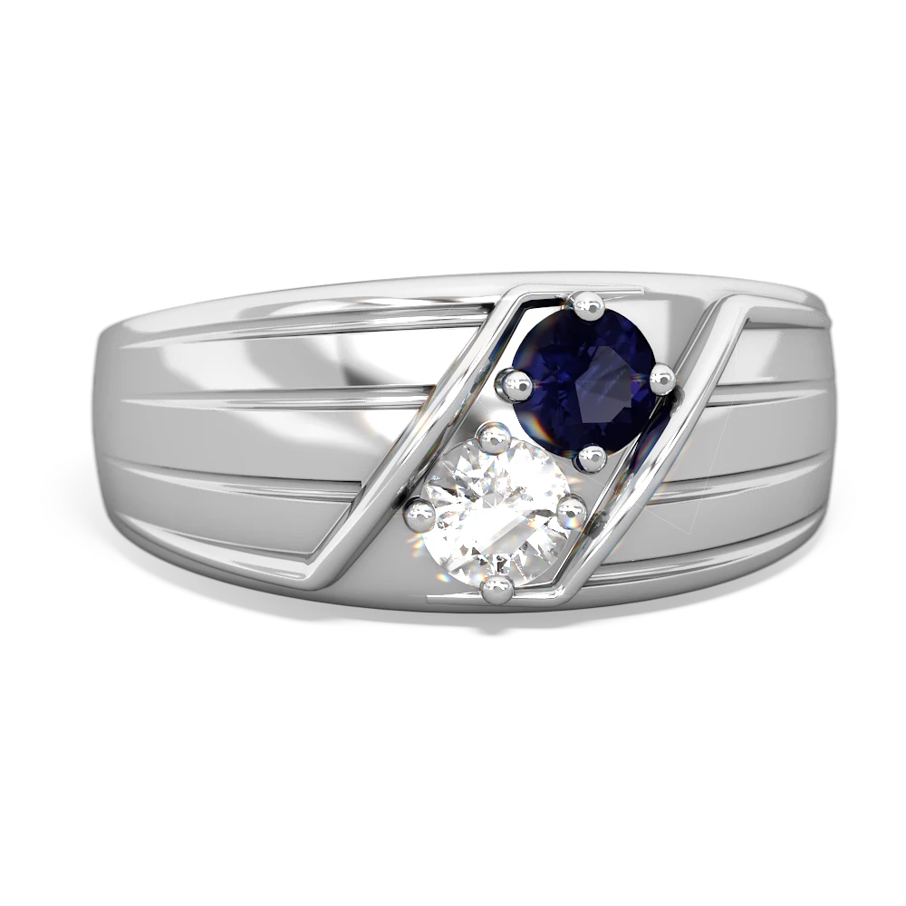 Sapphire Men's Streamline 14K White Gold ring R0460