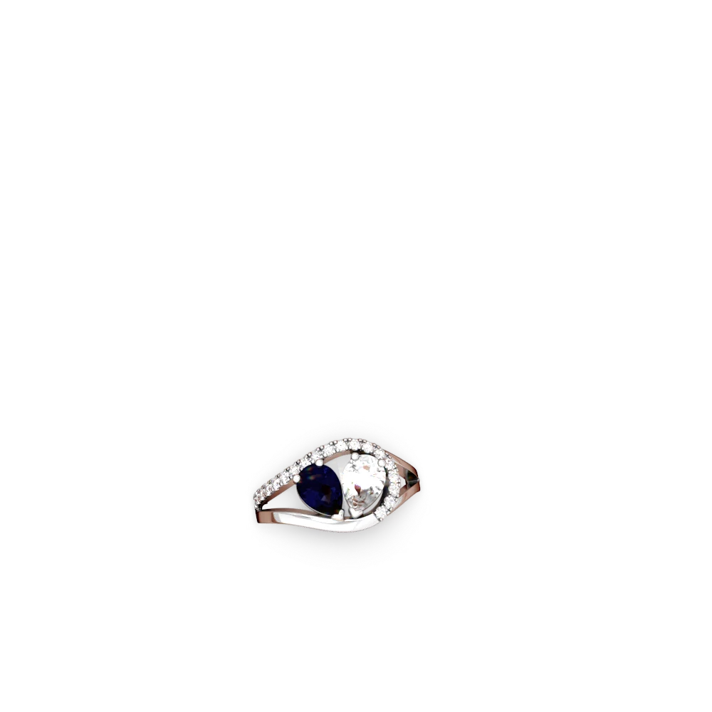 Sapphire Nestled Heart Keepsake 14K White Gold ring R5650