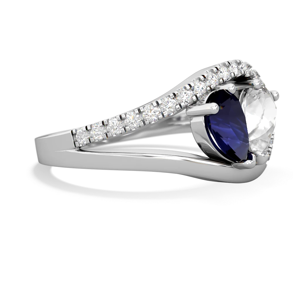 Sapphire Nestled Heart Keepsake 14K White Gold ring R5650