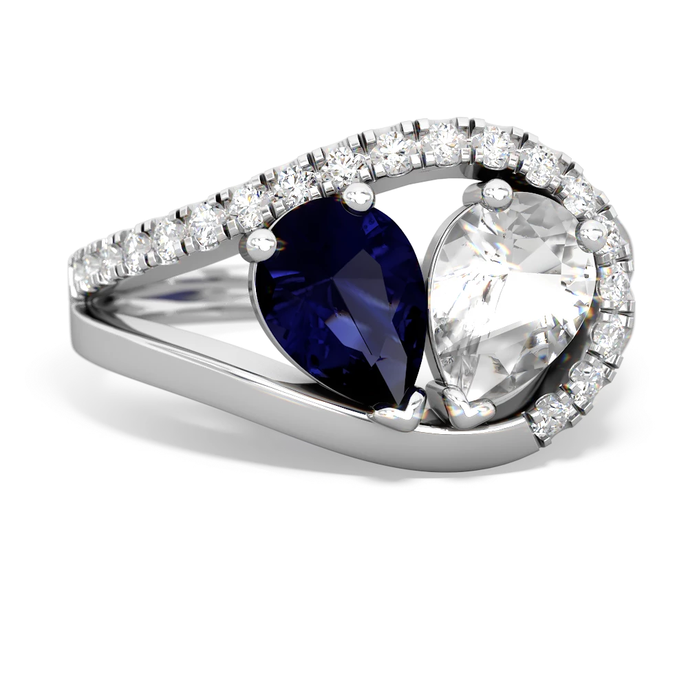 Sapphire Nestled Heart Keepsake 14K White Gold ring R5650