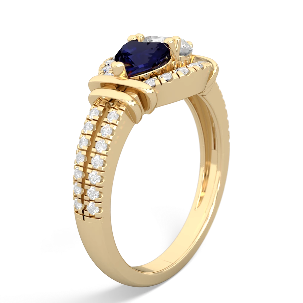 Sapphire Art-Deco Keepsake 14K Yellow Gold ring R5630