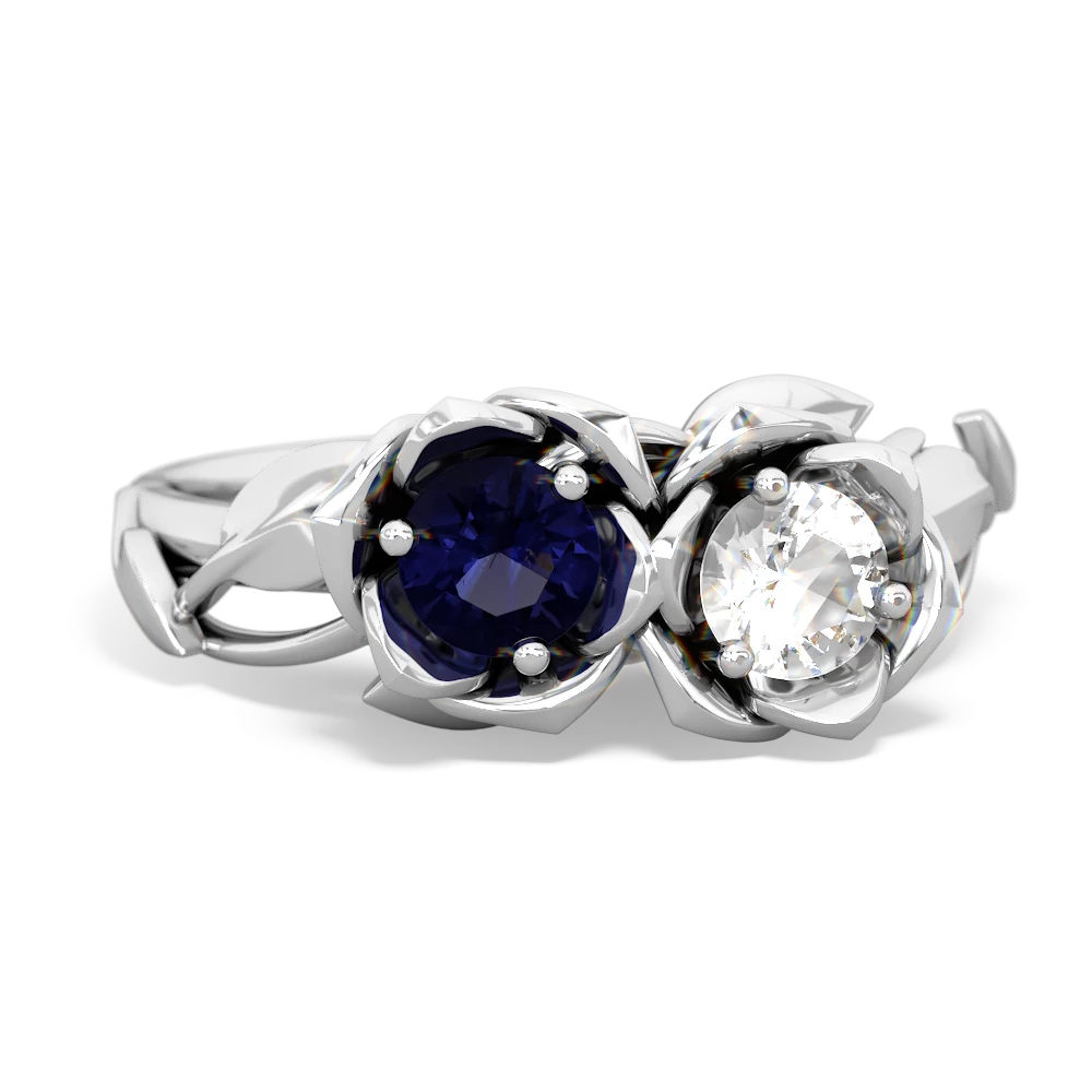 Sapphire Rose Garden 14K White Gold ring R5510