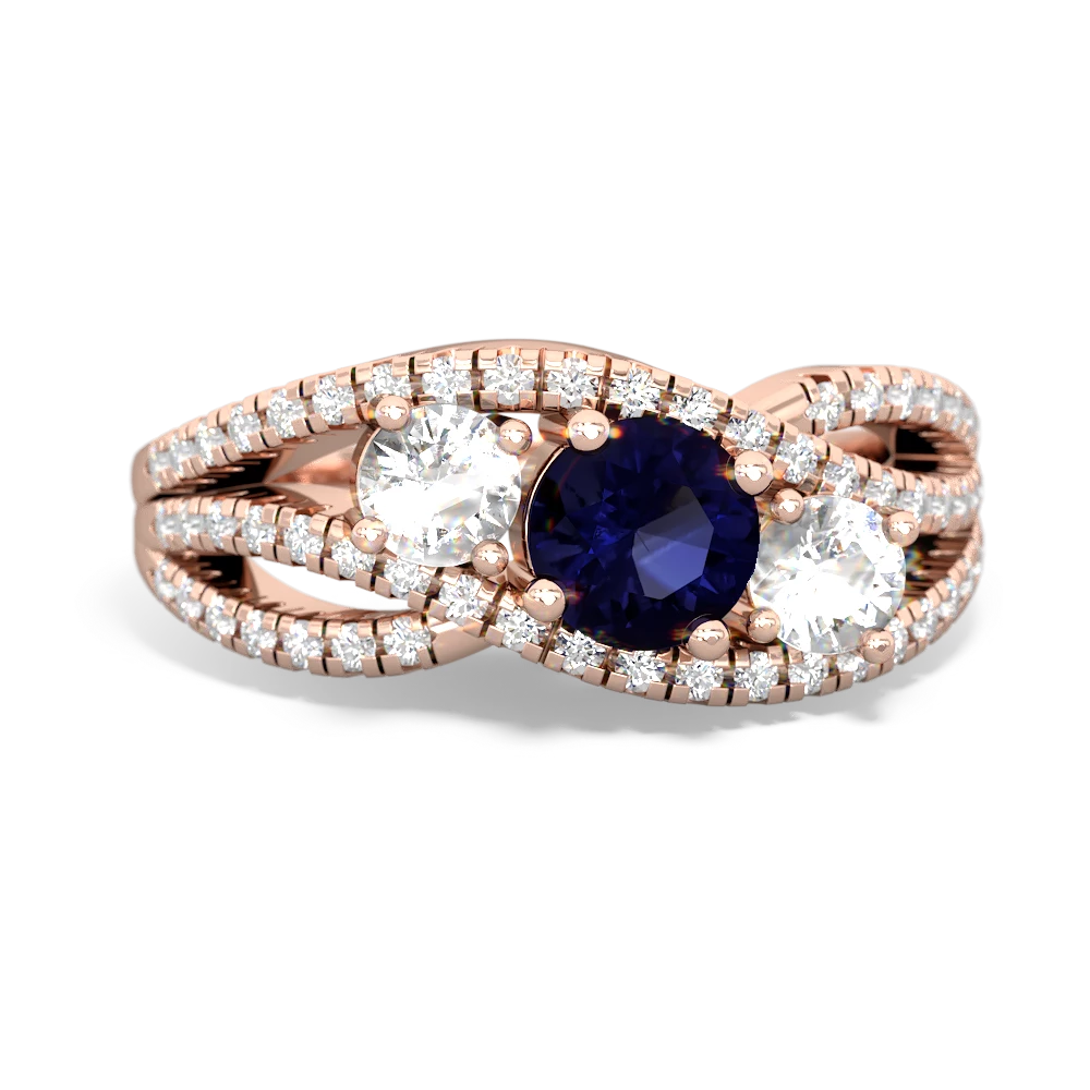 Sapphire Three Stone Aurora 14K Rose Gold ring R3080